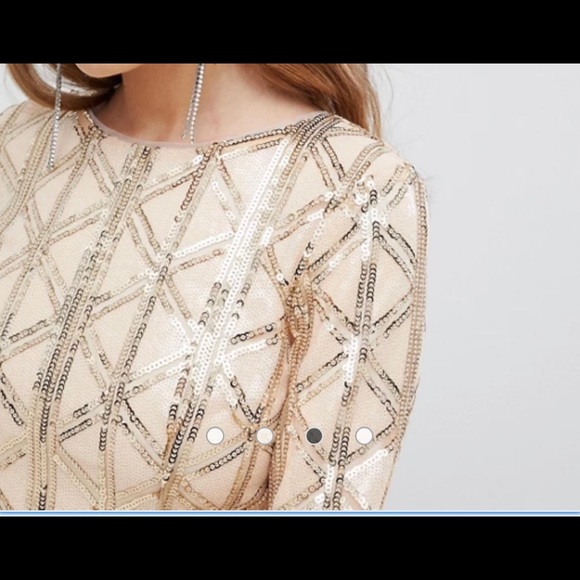 ASOS GOLD SEQUIN DRESS PETITE - Picture 2 of 9